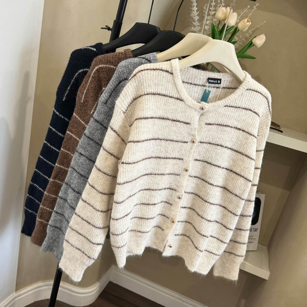 BST Áo Khoác Cardidgan Mirage Sọc Nhí Local Brand Chất Len Mềm Mịn.