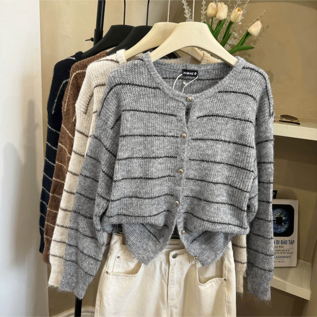 BST Áo Khoác Cardidgan Mirage Sọc Nhí Local Brand Chất Len Mềm Mịn.