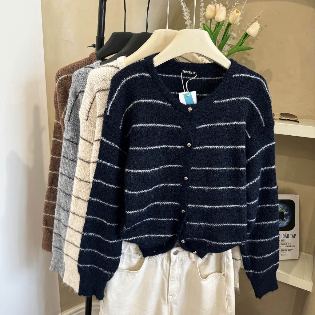 BST Áo Khoác Cardidgan Mirage Sọc Nhí Local Brand Chất Len Mềm Mịn.