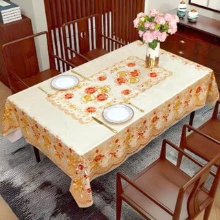 [Size 1.4 x 1.8] Khăn Trải Bàn Phòng Khách, Khăn Bàn Gia Tiên In Hoa 3D Nổi Bật Chất Liệu PVC Không Thấm Nước