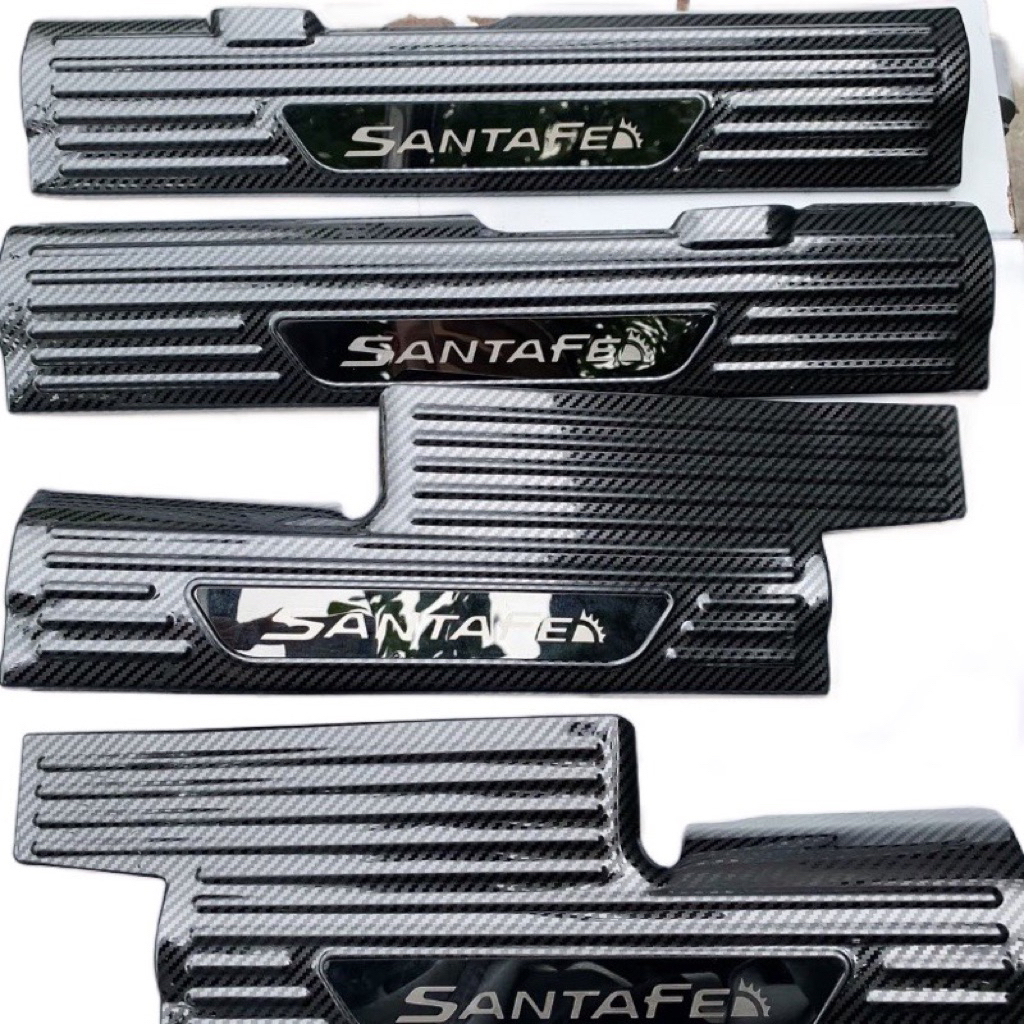 Ốp bậc cửa, nẹp bước chân xe Santafe 2019-2023 vân Carbon cao cấp