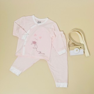 Đồ bộ sơ sinh dài tay cạp cao khuy cài chéo chất vải petit mềm mại cho bé từ 3-9kg