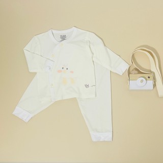 Đồ bộ sơ sinh dài tay cạp cao khuy cài chéo chất vải petit mềm mại cho bé từ 3-9kg