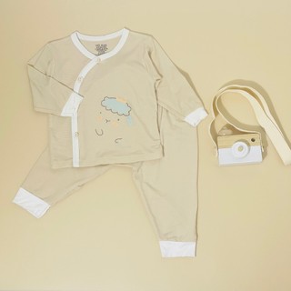 Đồ bộ sơ sinh dài tay cạp cao khuy cài chéo chất vải petit mềm mại cho bé từ 3-9kg