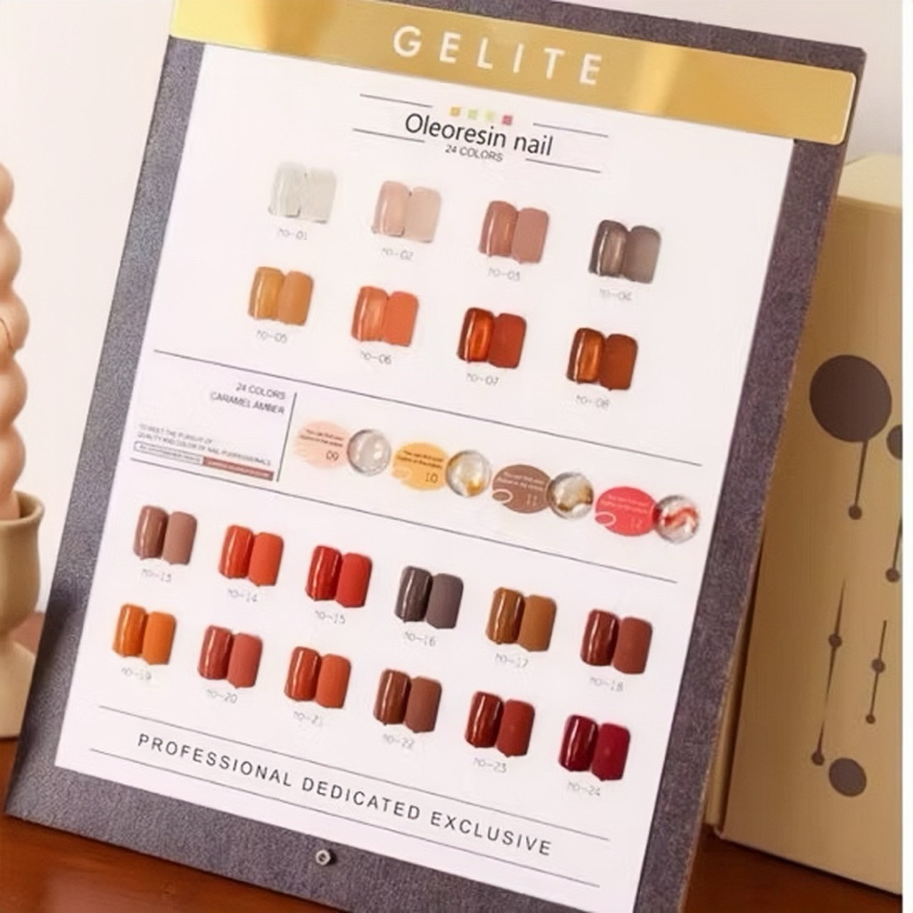[GIÁ TỐT] Set Sơn Gel + Sơn Thạch Hổ Phách GETILE 24 màu  kèm bảng màu