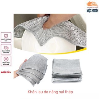 Combo 3 Khăn lau chất liệu sợi thép, lau chén đĩa, xoong nồi đa năng, hiệu quả, không mòn bề mặt vật dụng