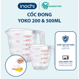 Combo 2 cốc đong Yoko Inochi nhựa nguyên sinh an toàn dùng được lò vi sóng vạch chia rõ ràng định lượng chính xác