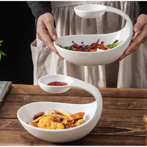 Đĩa sứ trắng đựng rau củ và món tráng miệng cho nhà hàng cao cấp / Đĩa trang trí trưng bày