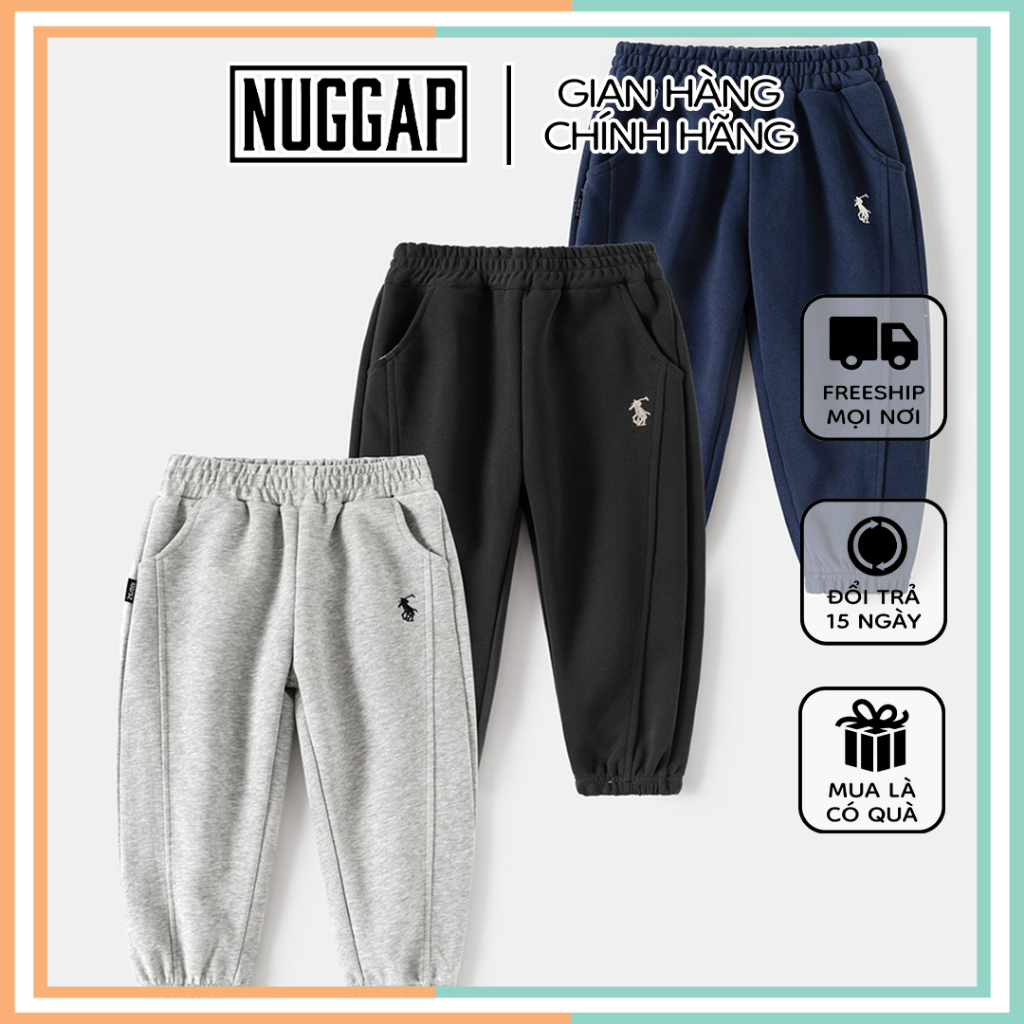 Quần nỉ dài cho bé trai , quần jogger nỉ cho bé trai mùa thu đông Horse Nuggap