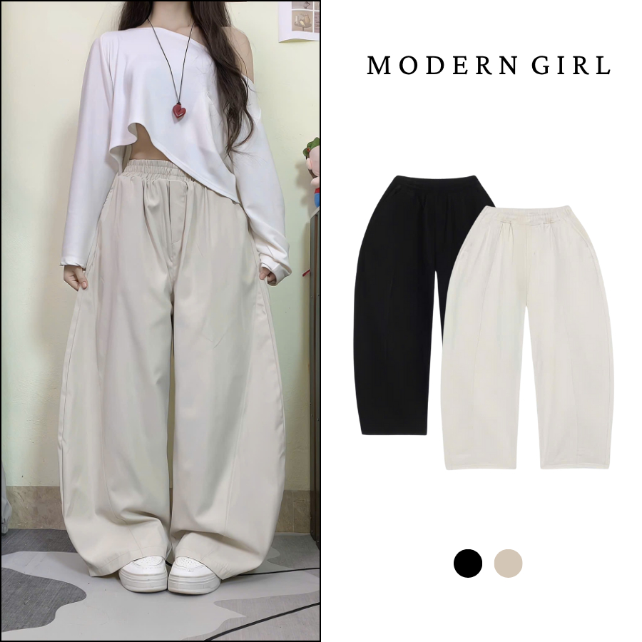 Quần Kaki Suông Dáng Cong, Quần Kaki Dáng Suông Lưng Chun Modern Girls 2025