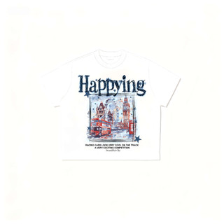 Áo Thun Cotton Boxy Oversize In Hình Khu Phố Phong Cách Streetwear Unisex Nam Nữ