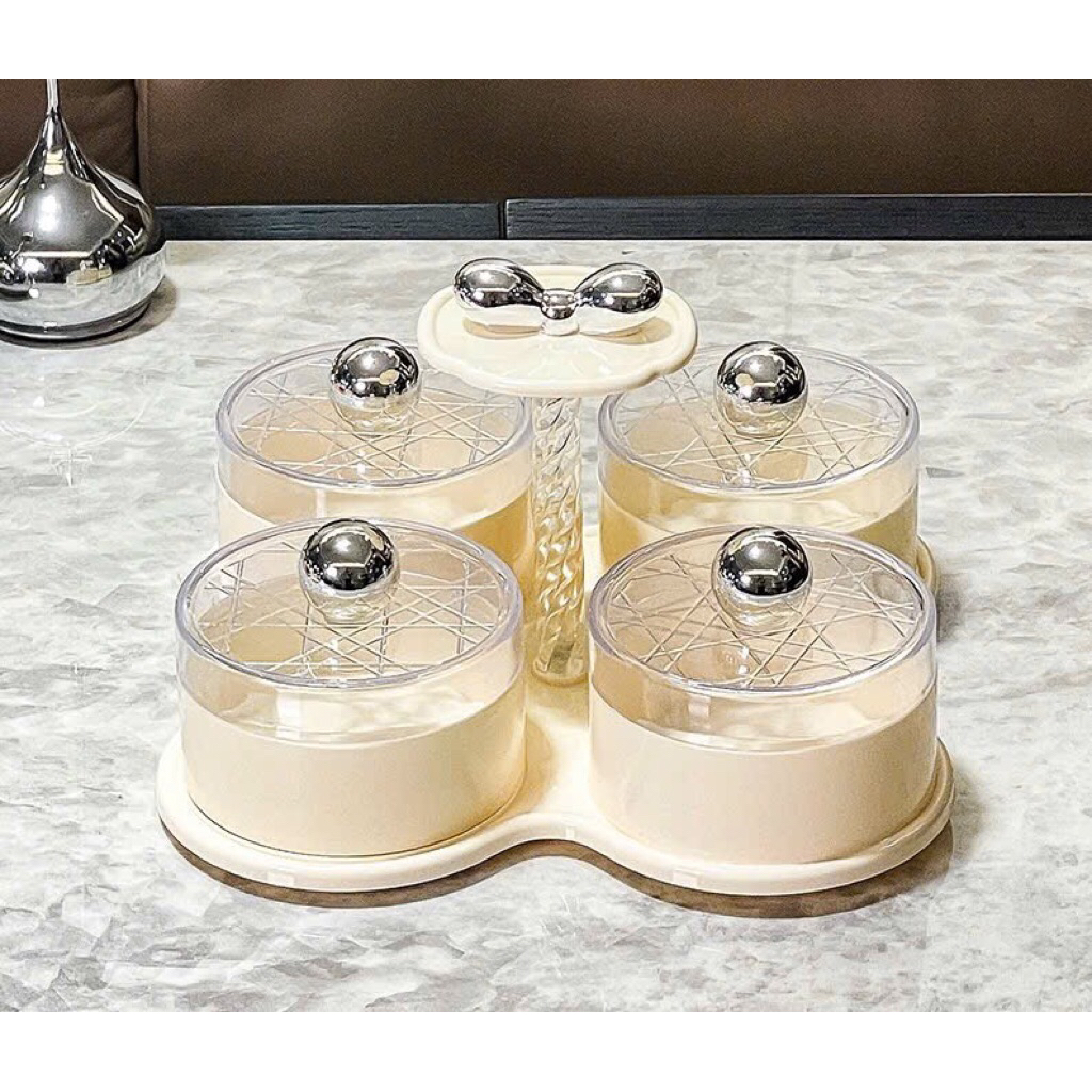 Khay mứt đựng bánh kẹo hoa quả tết, 4 hú , 6 hú xoay 360 độ