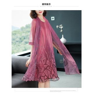 Đầm Voan Lụa Cao Cấp Hai Mảnh Trung Niên Dự Tiệc VH72