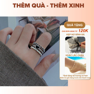 [🔥XƯỞNG SALE SẬP SÀN🔥] Nhẫn Thời Trang Nữ Mặt Trái Tim Đen Cá Tính R130