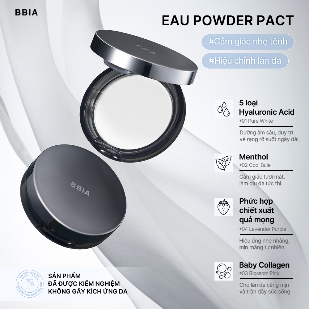 Phấn phủ hiệu chỉnh sắc da, làm mờ lỗ chân lông BBIA Eau Powder Pact 9g