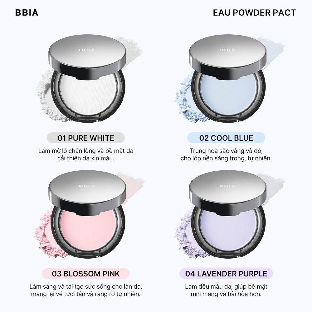 Phấn phủ hiệu chỉnh sắc da, làm mờ lỗ chân lông BBIA Eau Powder Pact 9g