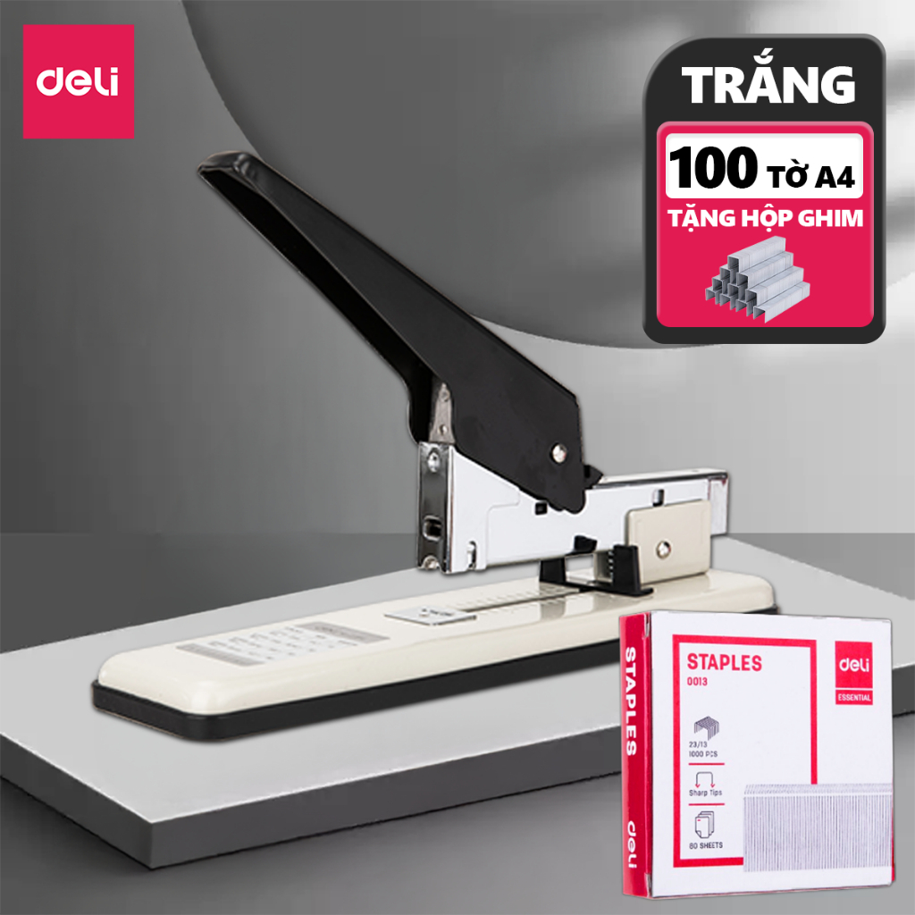 Dập Ghim Đại Deli 0385 – Bấm Tối Đa 240 Trang, TPE & ABS Cao Cấp, Đe Kim Loại Bền, Tặng 1000 Ghim