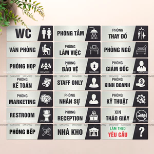 Bảng tên phòng ban Alu dán cửa, nội dung theo yêu cầu cho văn phòng, công ty, bệnh viện KMS613