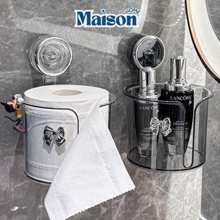 (SẴN) Hộp đựng giấy vệ sinh trong suốt MAISON hút chân không có khe rút giấy, Hộp đựng khăn giấy phòng tắm