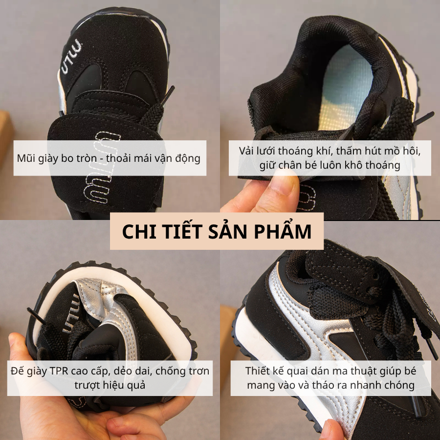 [M045] Giày Thể Thao Cho Bé Trai Bé Gái Đế Mềm Chống Trượt, Giày Sneaker Chất Da Mềm Chống Trượt Đi Học Đi Chơi