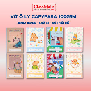 Combo 5 Vở Ô Li 100GSM 48/80 Trang Capybara Giấy Chống Lóa, Vở 4 Ô Ly Cho Bé Viết Không Bị Thấm Mực Cho Cấp 1