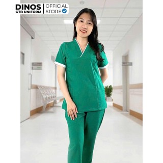 Bộ Scrusb Nữ DINOS GTB Cổ Tim Tay Ngắn Làm Đồng Phục Spa, Phòng Khám, Bệnh Viện - Nhiều Màu, Đủ Size