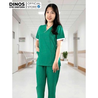 Bộ Scrusb Nữ DINOS GTB Cổ Tim Tay Ngắn Làm Đồng Phục Spa, Phòng Khám, Bệnh Viện - Nhiều Màu, Đủ Size