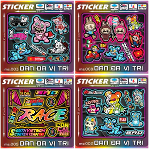 Tem dán Logo Sticker LaBuBu, Gấu Quỷ, Race dán xe máy xe điện nón bảo hiểm và vị trí khác [01-10]