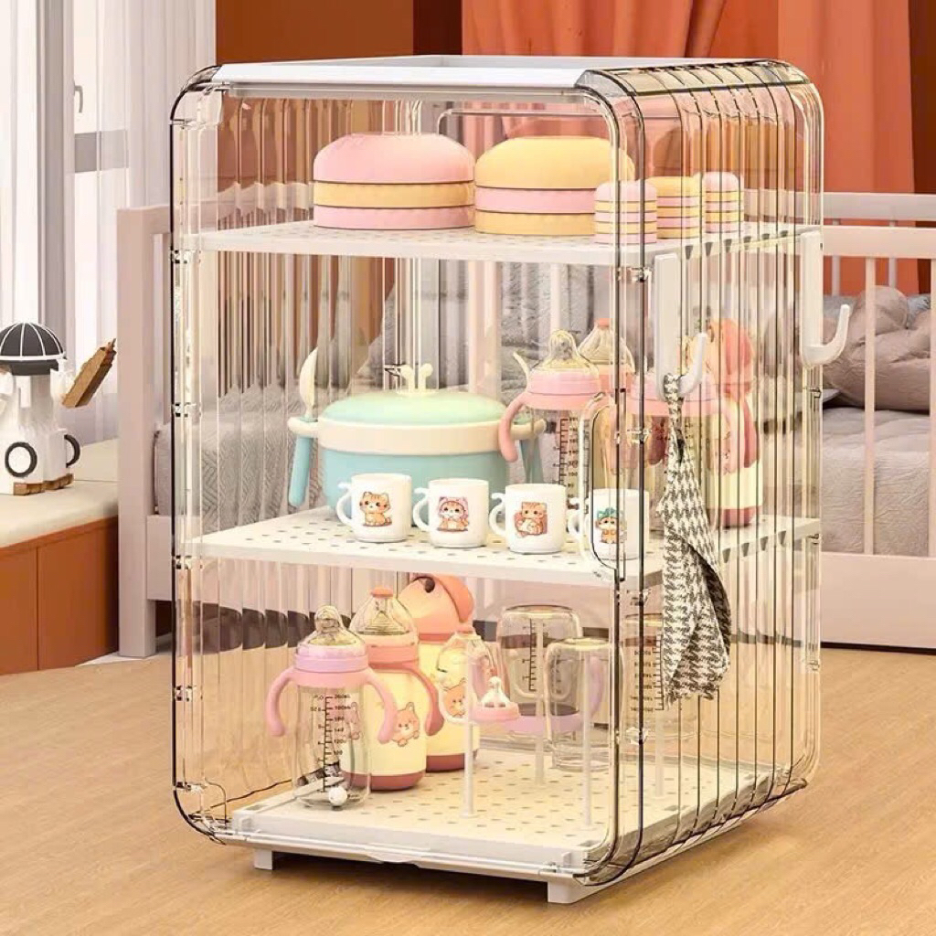 Kệ đựng Cốc Chén ly , Bình sữa , chống bụi chống côn trùng bay bò vào chát liệu nhựa sang trọng