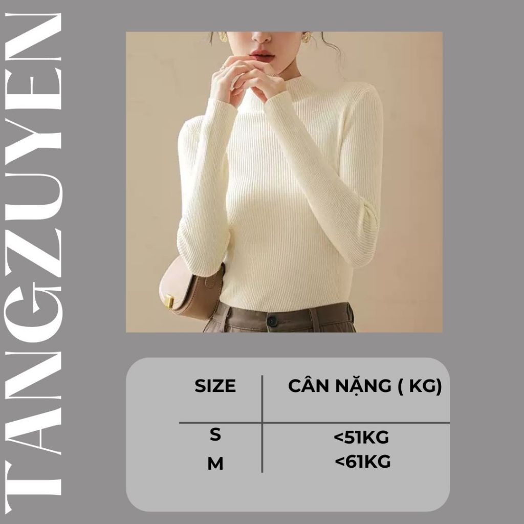 ( Quảng Châu ) Áo len tăm nữ cổ 3p dài tay ôm body thu đông các màu Áo giữ nhiệt cao cổ 3cm ấm áp basic T560G