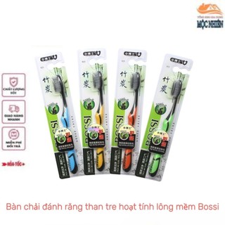 Combo 3 Bàn chải đánh răng than tre hoạt tính lông mềm BOSSI