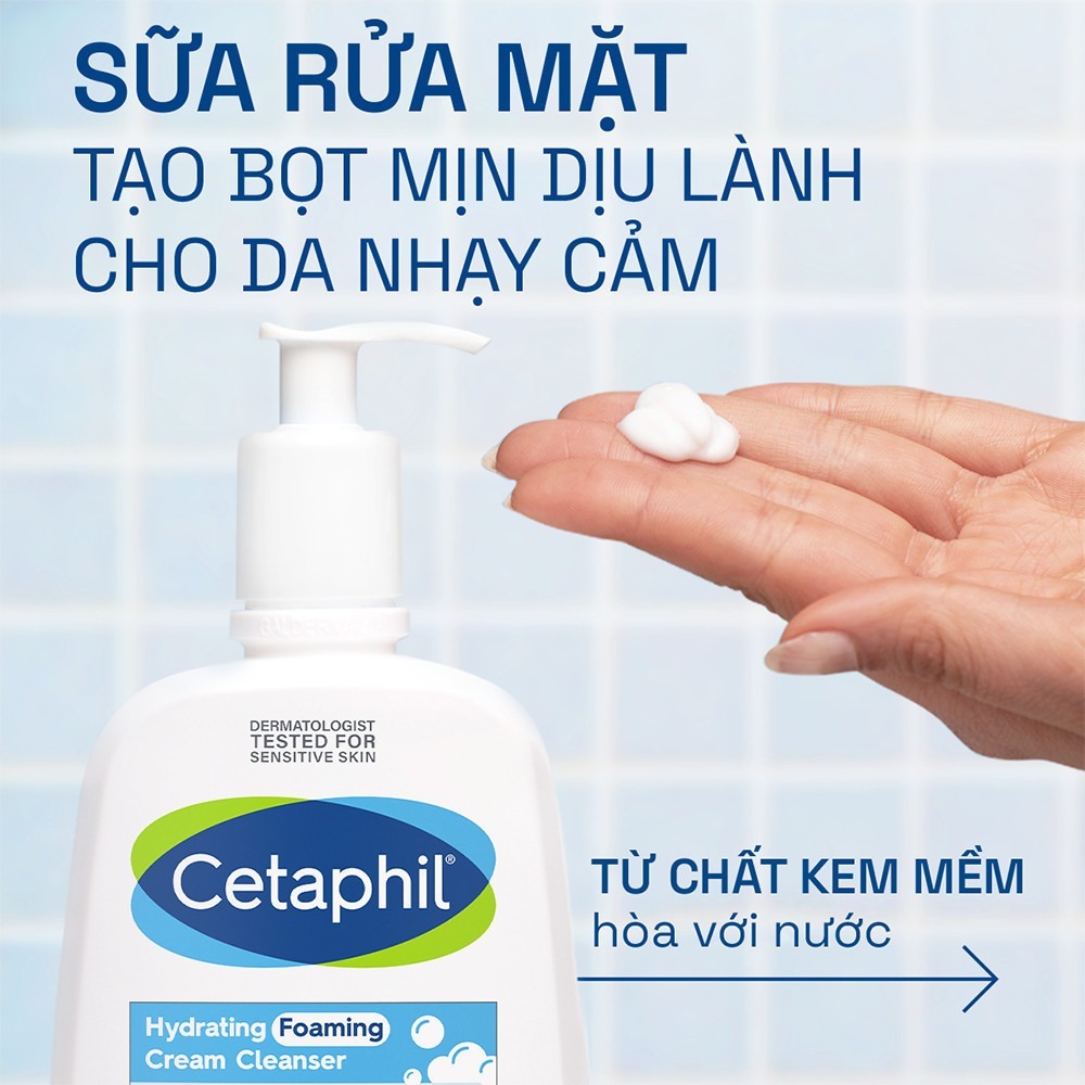 Sữa rửa mặt tạo bọt dịu lành cho da khô nhạy cảm Cetaphil Hydrating Foaming Cream Cleanser 236ml