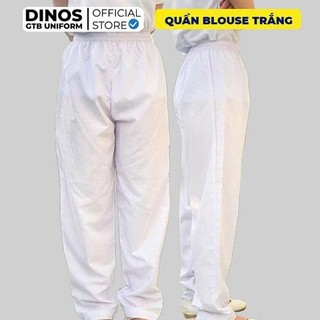 Quần Blouse Trắng Dinos Lưng Thun, Vải Kate Silk Cho Sinh Viên Ngành Y, Nhân Viên Y Tế