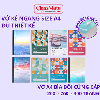 Vở Kẻ Ngang A4 70GSM Classmate Thiết Kế Vintage Bìa Chống Nước, Vở Giáo Án A4 200/260/300 Trang Không Thấm Mực