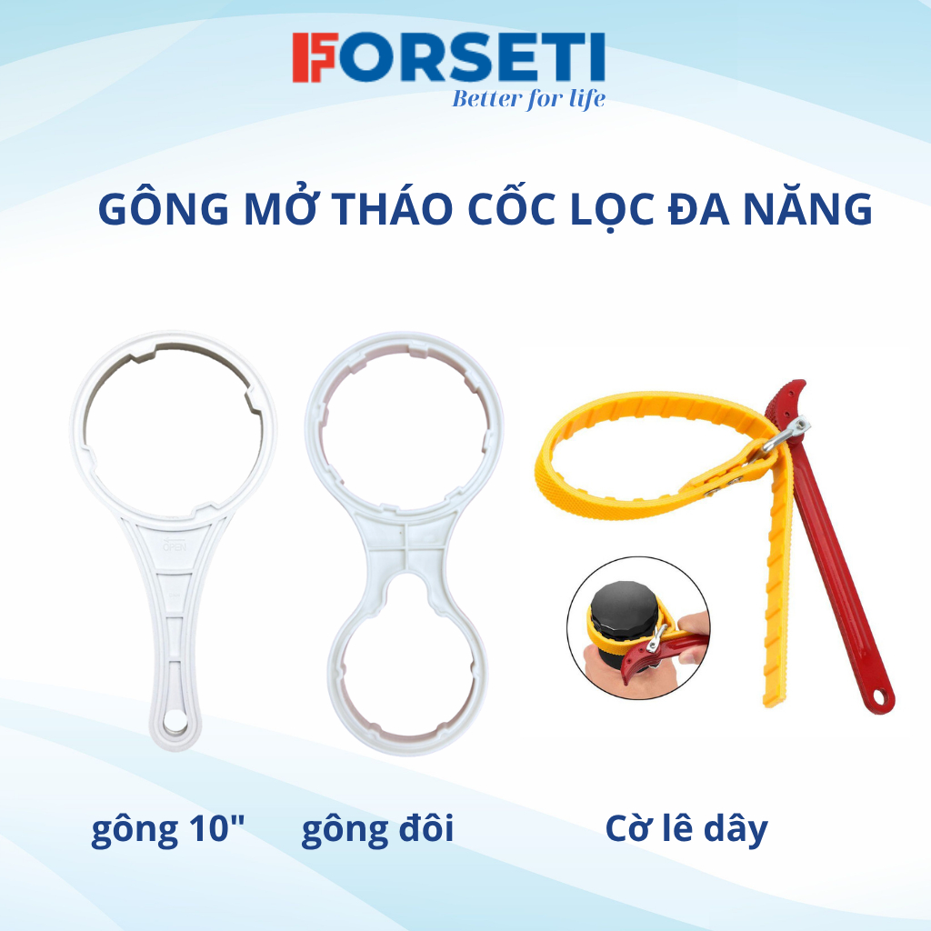 Tay gông vặn mở cốc lọc thô 123 kích cỡ 10 inch, 20 inch cho máy lọc nước RO