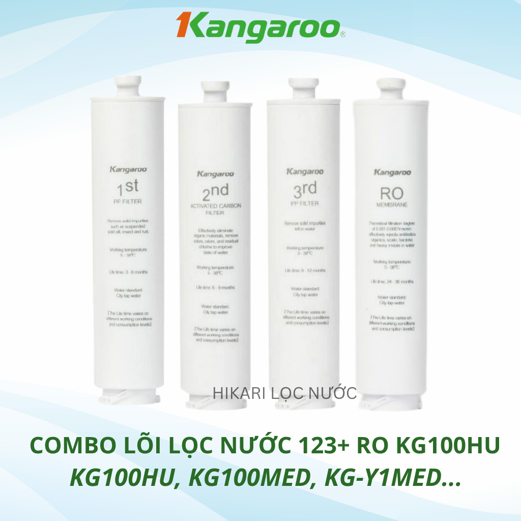 Combo 5 Lõi Lọc Nước Lắp Cho Máy Kangaroo model KG100HU, KG100HU+, KG100MED, KG100EED, KG-Y1MED, KG100EED-IoT