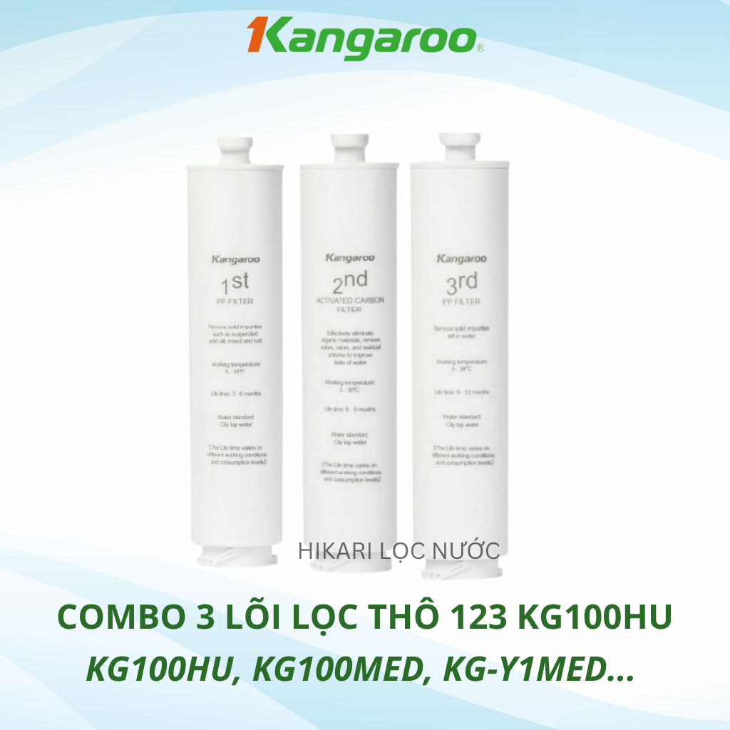 Combo 5 Lõi Lọc Nước Lắp Cho Máy Kangaroo model KG100HU, KG100HU+, KG100MED, KG100EED, KG-Y1MED, KG100EED-IoT