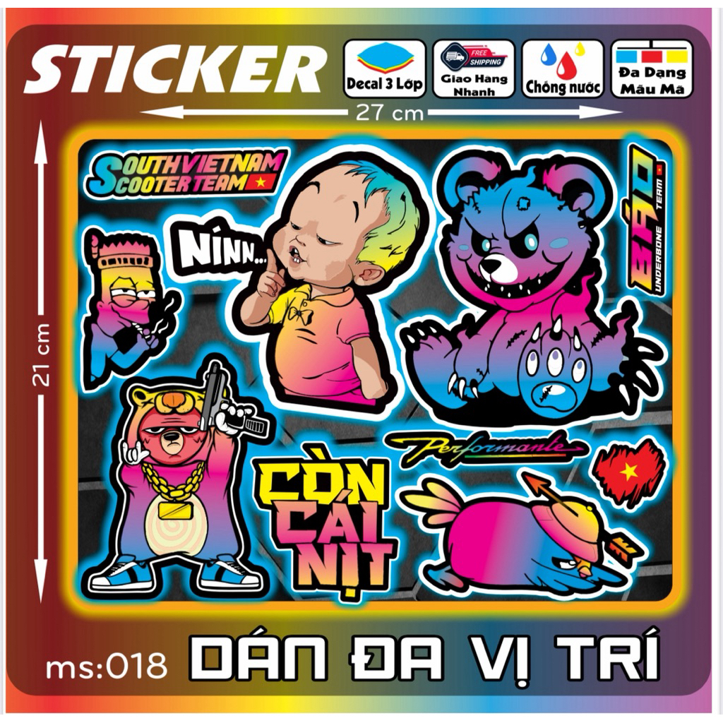 Tem dán Logo Sticker Cờ Việt Nam, LaBuBu, Luffy dán xe máy xe điện nón bảo hiểm và vị trí khác [11-20]