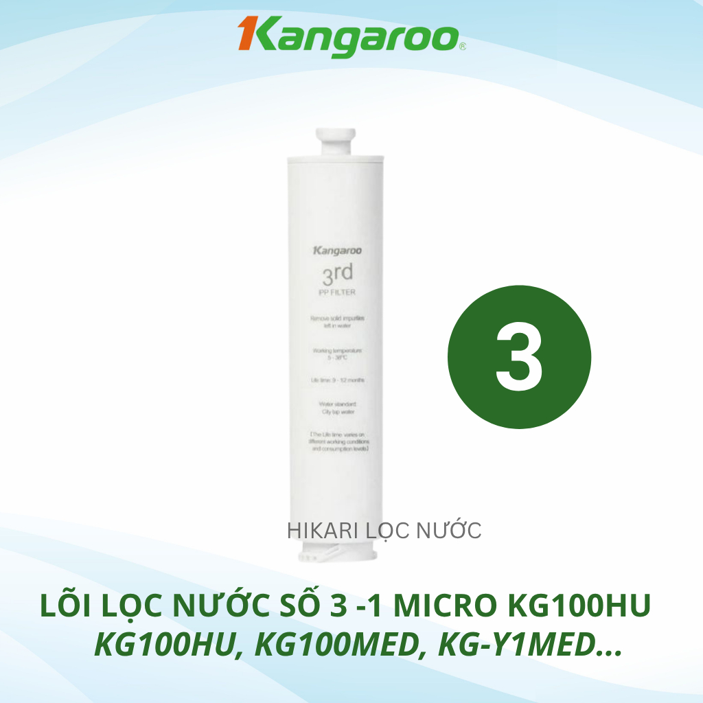 Bộ Lõi lọc nước 123 KG100HU, KG100HU+ dành cho các máy Kangaroo KG100HU, KG100HU+, KG100MED, KG100EED, KG-Y1MED,