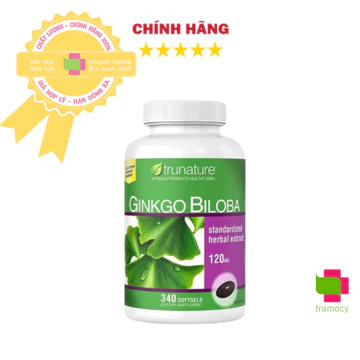 Viên uống bổ não Trunature Ginkgo Biloba, Mỹ (340v) tăng cường tuần hoàn não