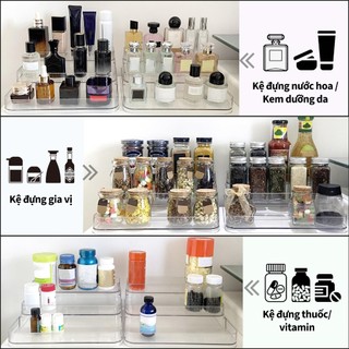 ZiinLife Khay Đựng Mỹ Phẩm 3 Tầng Trong Suốt - Kệ Để Nước Hoa, Đồ Trang Điểm & Skincare