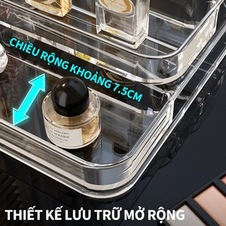 ZiinLife Khay Đựng Mỹ Phẩm 3 Tầng Trong Suốt - Kệ Để Nước Hoa, Đồ Trang Điểm & Skincare