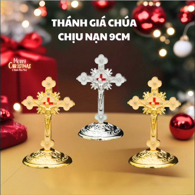 Thánh Giá Chúa Chịu Nạn 9cm. Để Bàn Làm Việc, Bàn Học, Nơi Cầu Nguyện Và Để Trên Ô Tô Có Đế Dán Chắc Chắn