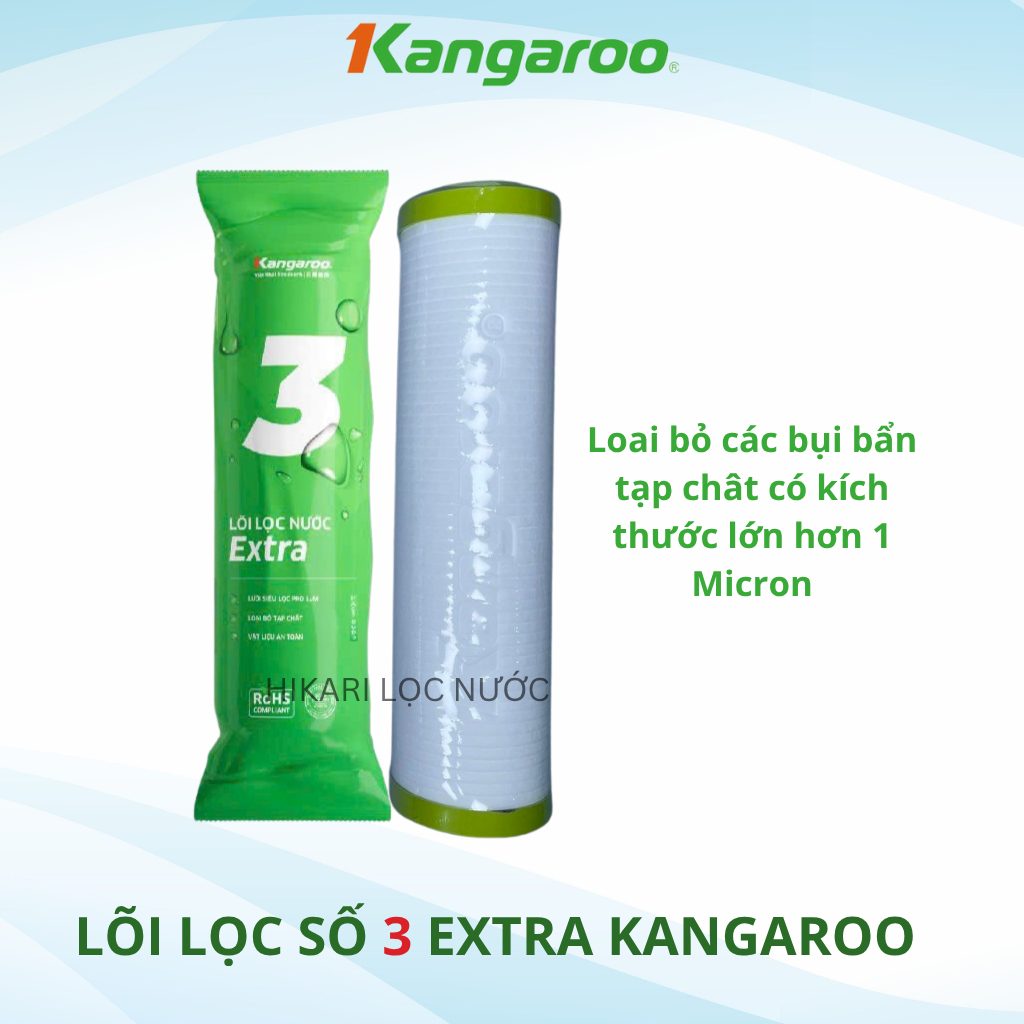 Combo 3 Lõi Lọc Nước Kangaroo Chính Hãng Thay Thế Được Cho Các Máy Lọc Nước RO Dùng Cốc 10 inch