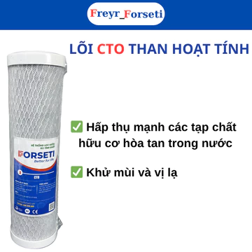 Lõi lọc nước CTO Forseti – Than hoạt tính ép khối, khử mùi clo, hấp thụ tạp chất hữu cơ, dùng cho máy lọc nước RO
