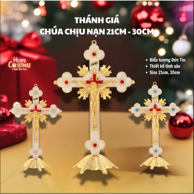 THÁNH GIÁ CHÚA CHỊU NẠN ĐÍNH ĐÁ – MẪU ĐỨNG TRANG TRỌNG