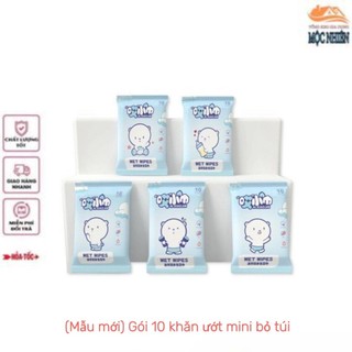 Combo 3 [Mẫu mới] Gói 10 khăn ướt mini bỏ túi nhiều hình ngộ nghĩnh, siêu tiện dụng