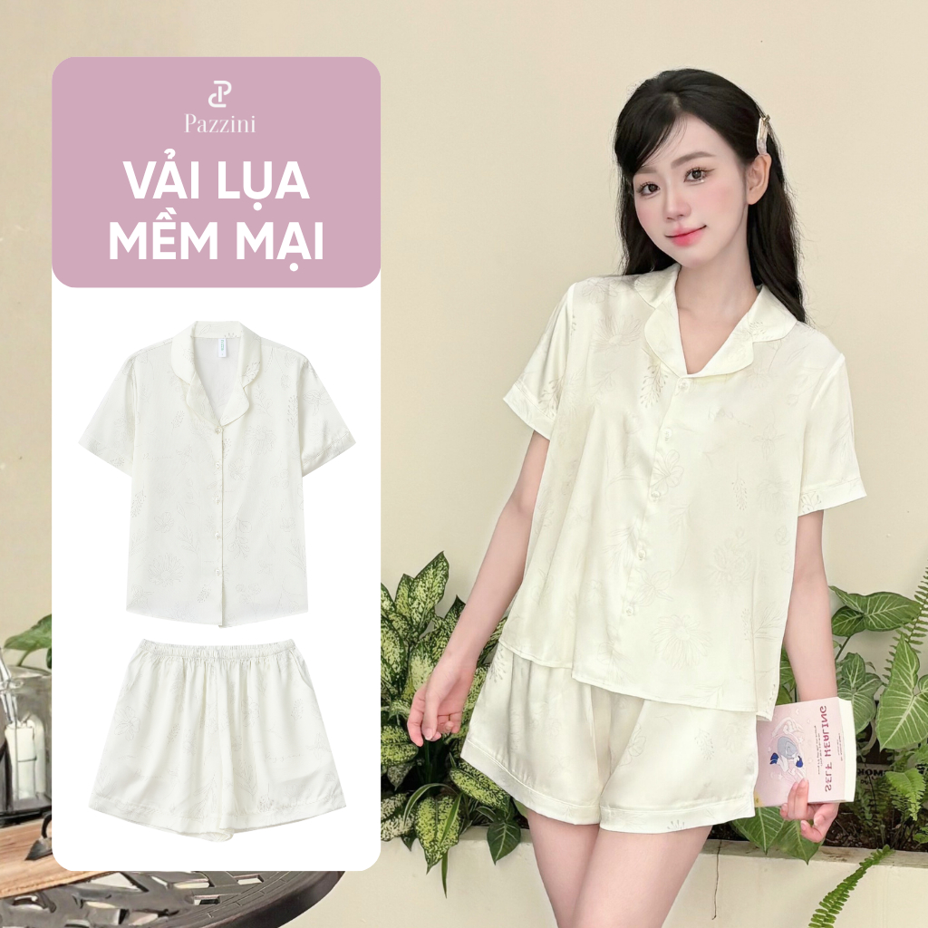 Bộ mặc nhà Pijama Pazzini cổ bẻ chất lụa mềm mại, co giãn phù hợp nhiều dáng người - SW001
