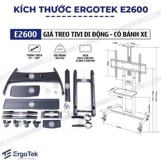 Khung Treo TiVi Di Động Ergotek E2600 55"-100"Inch Hàng Chính Hãng