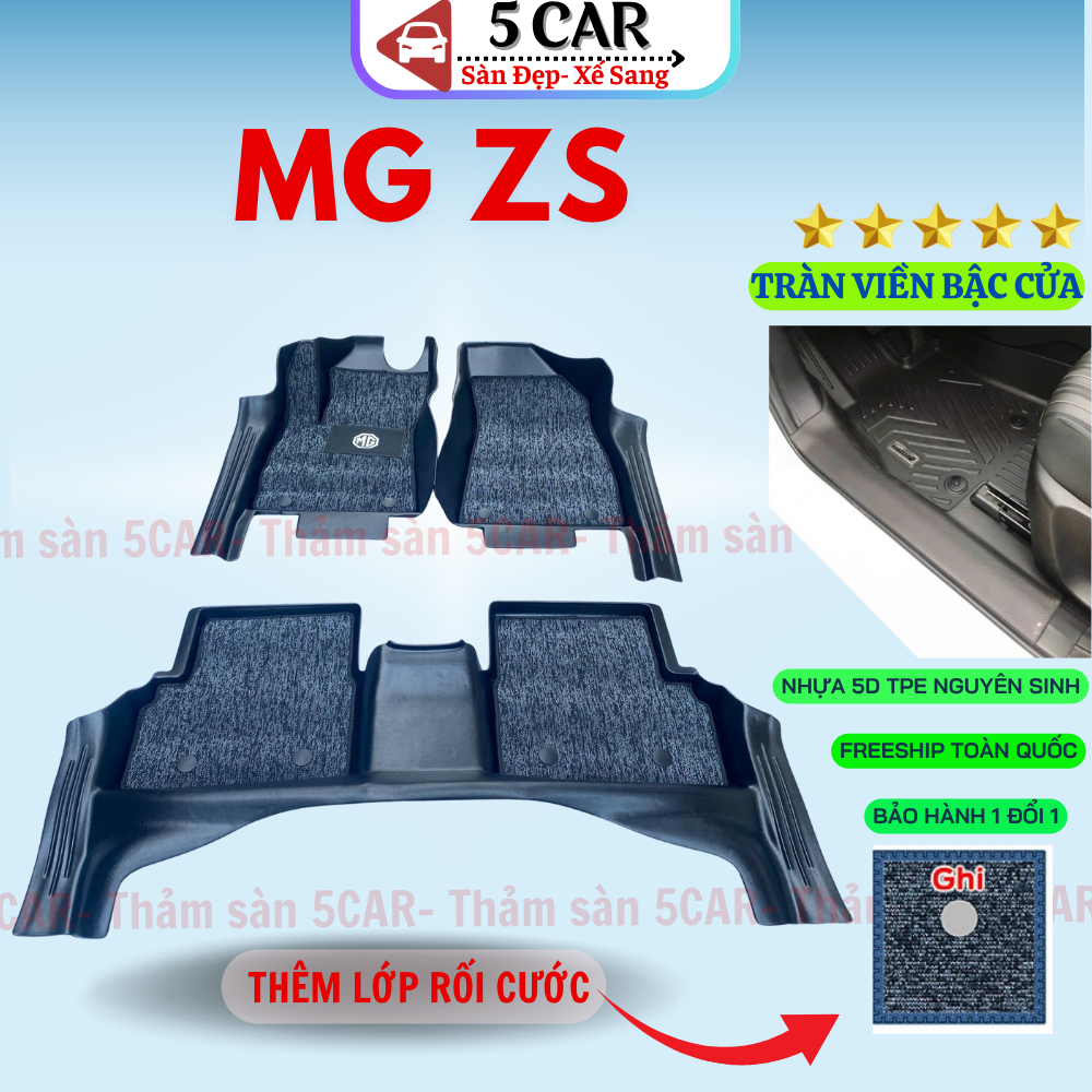 Thảm Khuôn Đúc Tràn Viền MG ZS Sàn NHỰA 5D-5CAR chuẩn form, nhựa TPE, dễ dàng tháp lắp vệ sinh-5CAR
